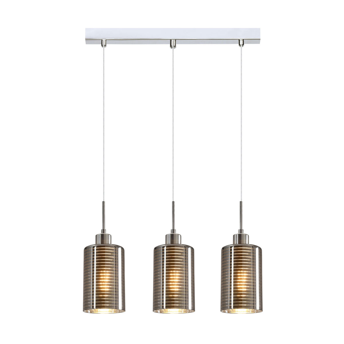 Espejo Glass 3LT Linear Pendant Iron and Chrome