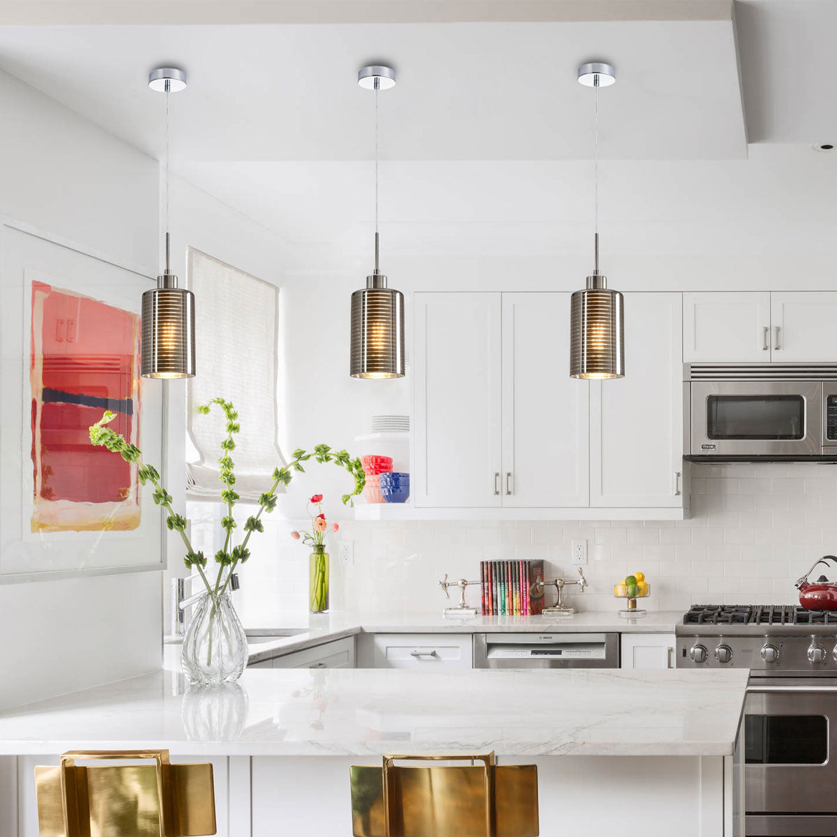 Espejo Iron and Chrome Glass 1 Light Pendant