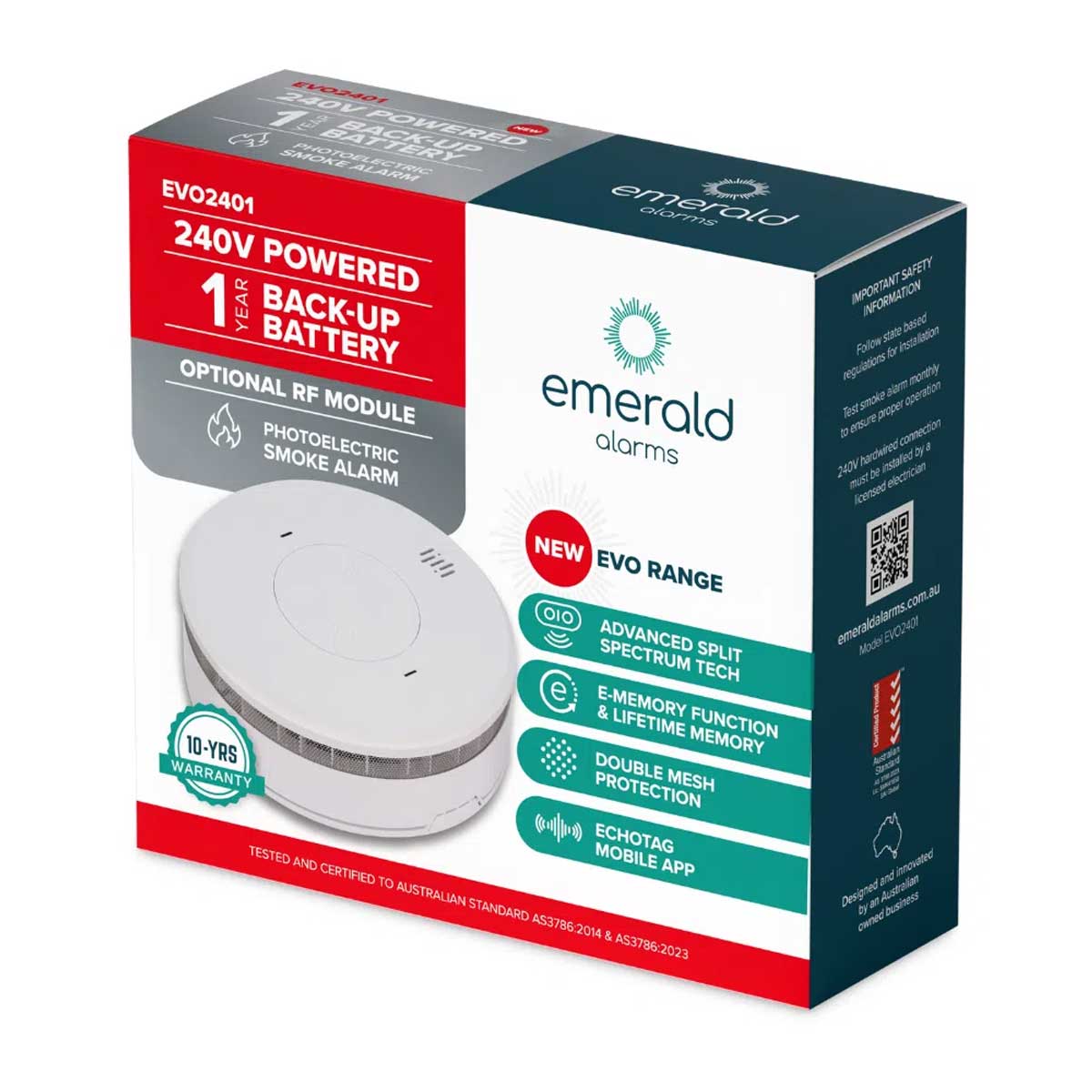 EVO 240V Hardwired Photoelectric Smoke Alarm