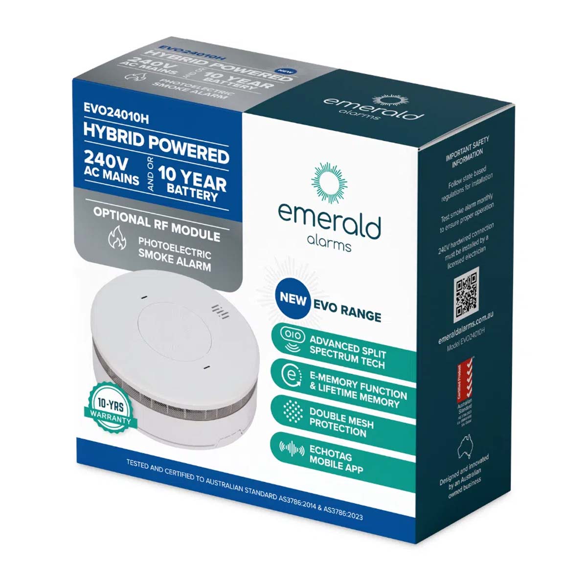 EVO 240V or 10 Year Battery Photoelectric Smoke Alarm