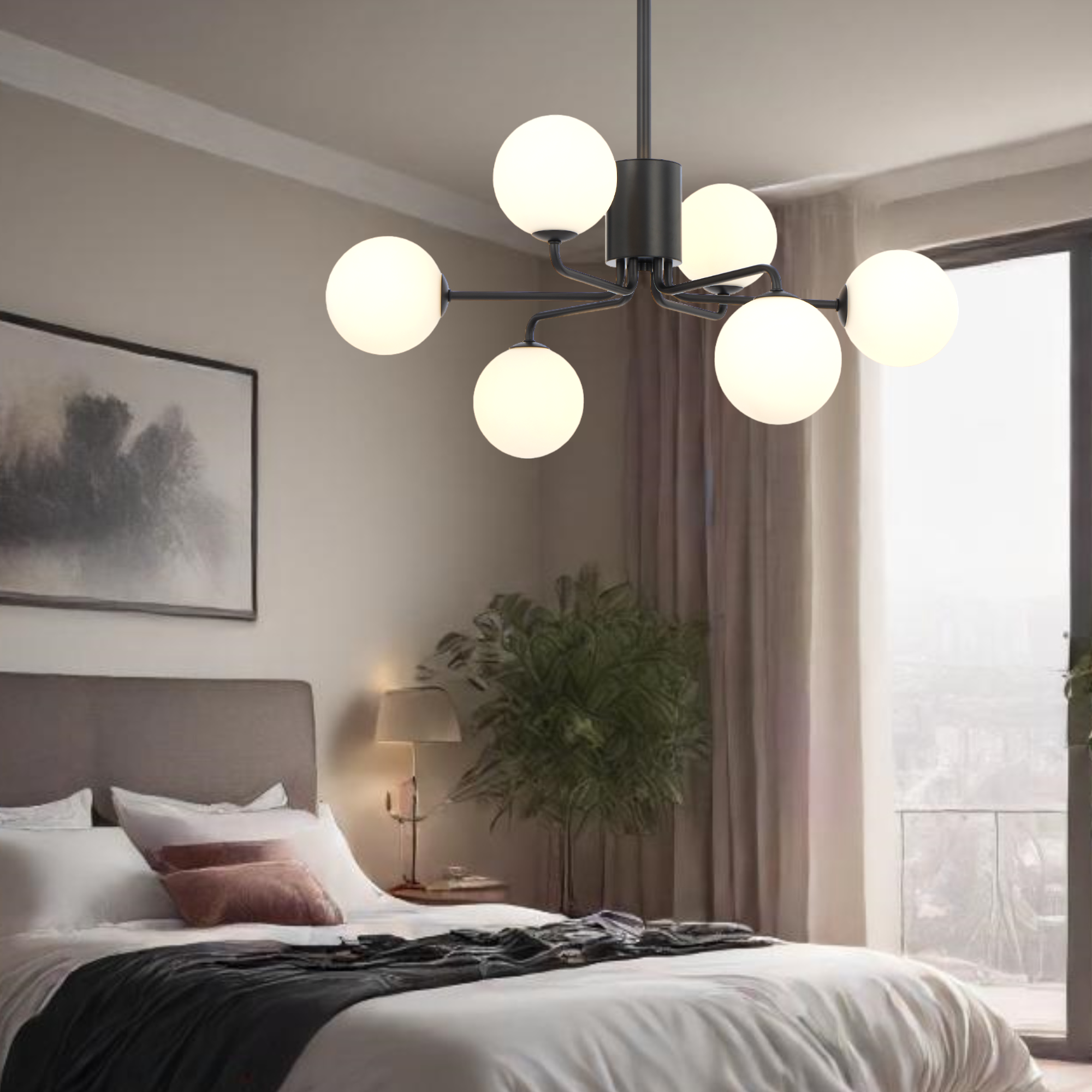 Felton 6 Light Glass Sphere Pendant with Interchangeable Shades