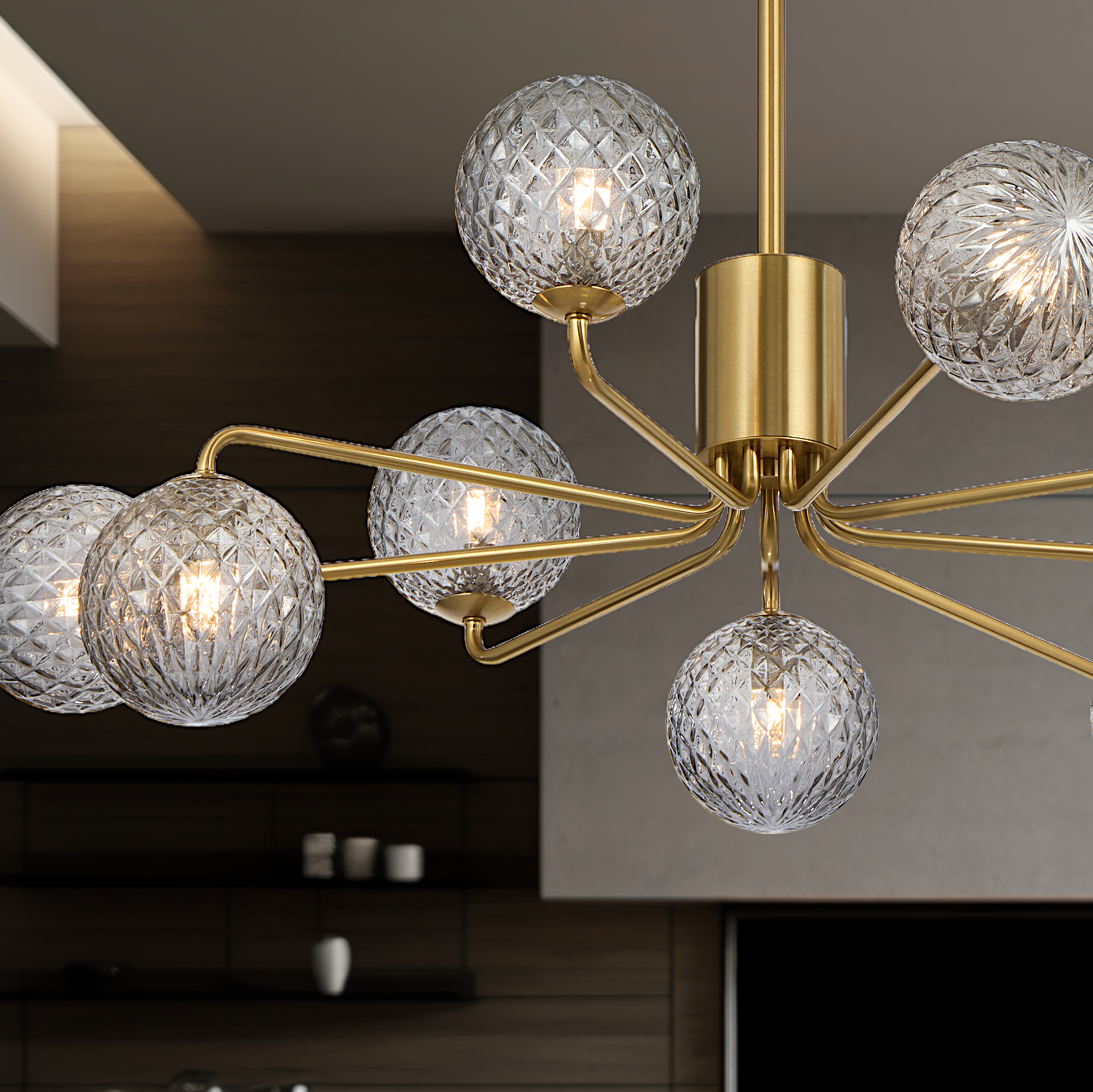 Felton 9 Light Glass Sphere Pendant with Interchangeable Shades