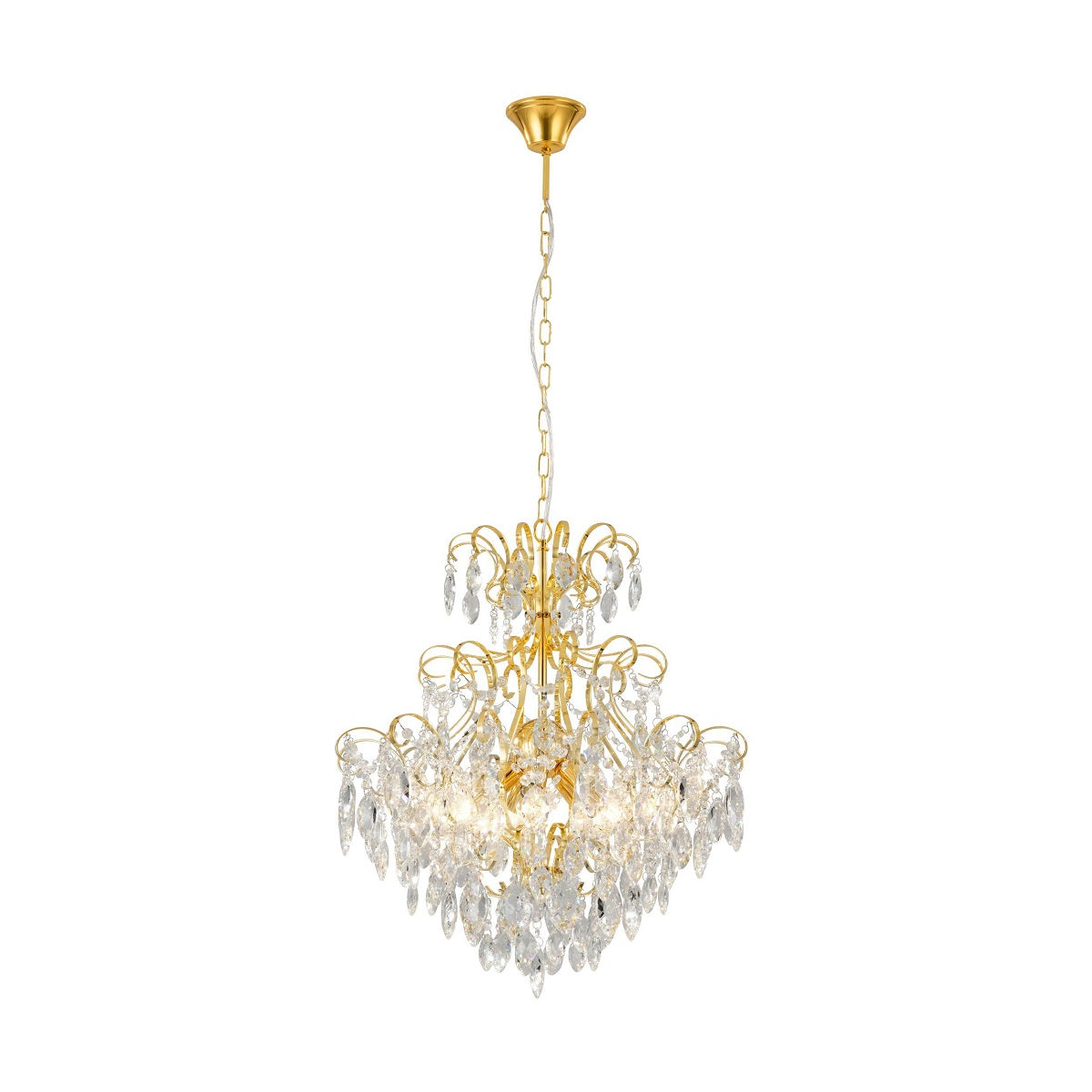 Fenoullet-1 5 Light Crystal Pendant Light with Brass Finish