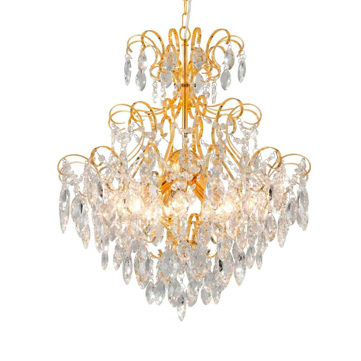 Fenoullet-1 5 Light Crystal Pendant Light with Brass Finish