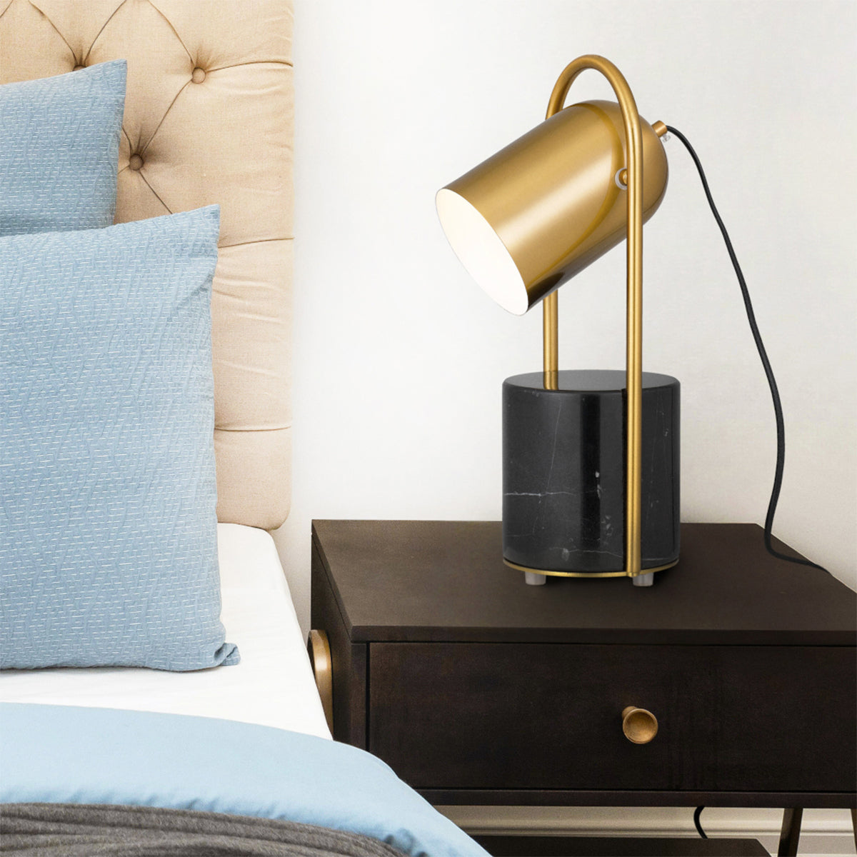 Fidel Marble Table Lamp with Pivoting Shade