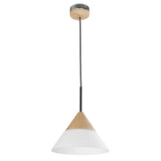 Finn Blonde Wood & Opal Small Cone Pendant Light