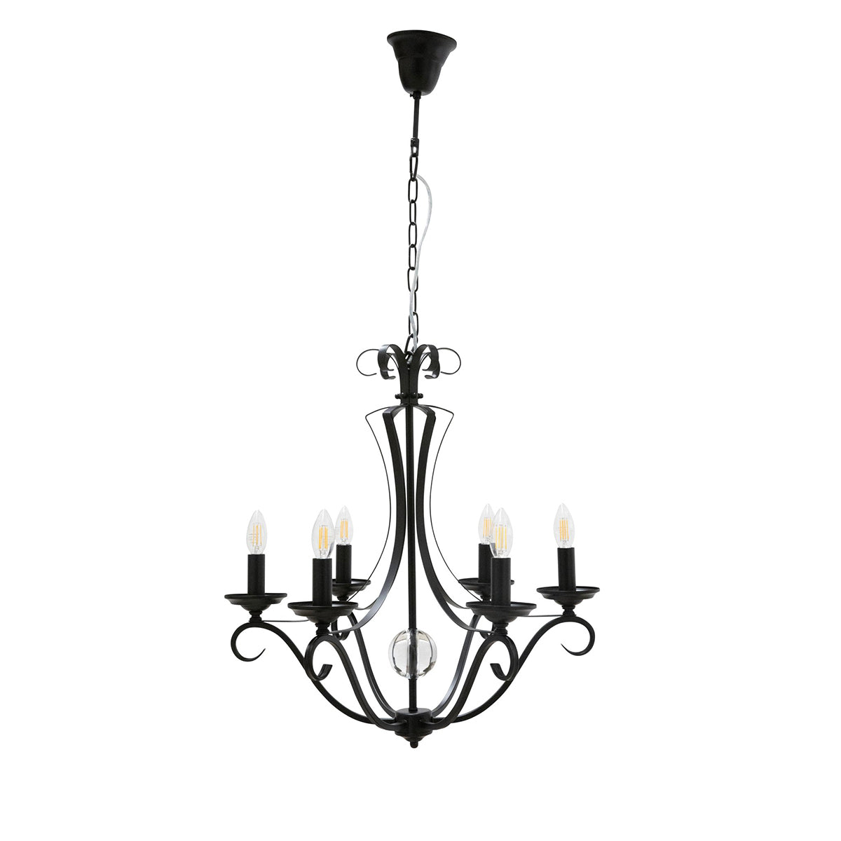 Rialto Traditional Metal Candelabra Pendant - 6 Light