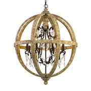 Florin 8 Light Pendant with French Crystal & Timber