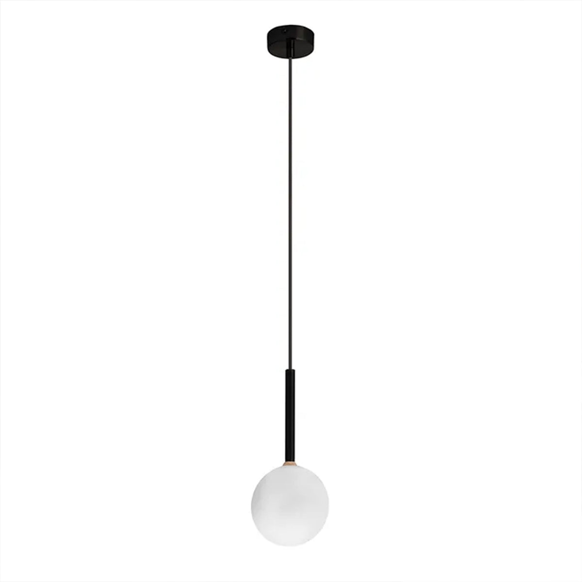 Franco Modern Metal Single Round 1 Light Pendant Light - Black & Gold / Opal