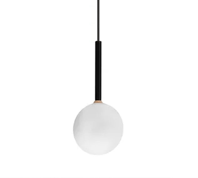 Franco Modern Metal Single Round 1 Light Pendant Light - Black & Gold / Opal