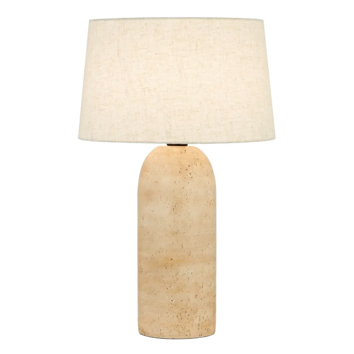 Fulvia Travertine Look Table Lamp with Fabric Shade