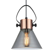 Fumoso Cone Copper and Smoked Glass Pendant Light
