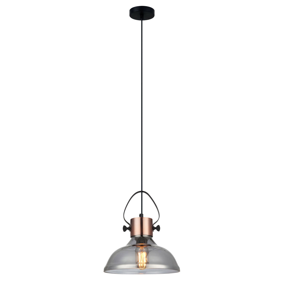Fumoso Dome Copper and Smoked Glass Pendant Light