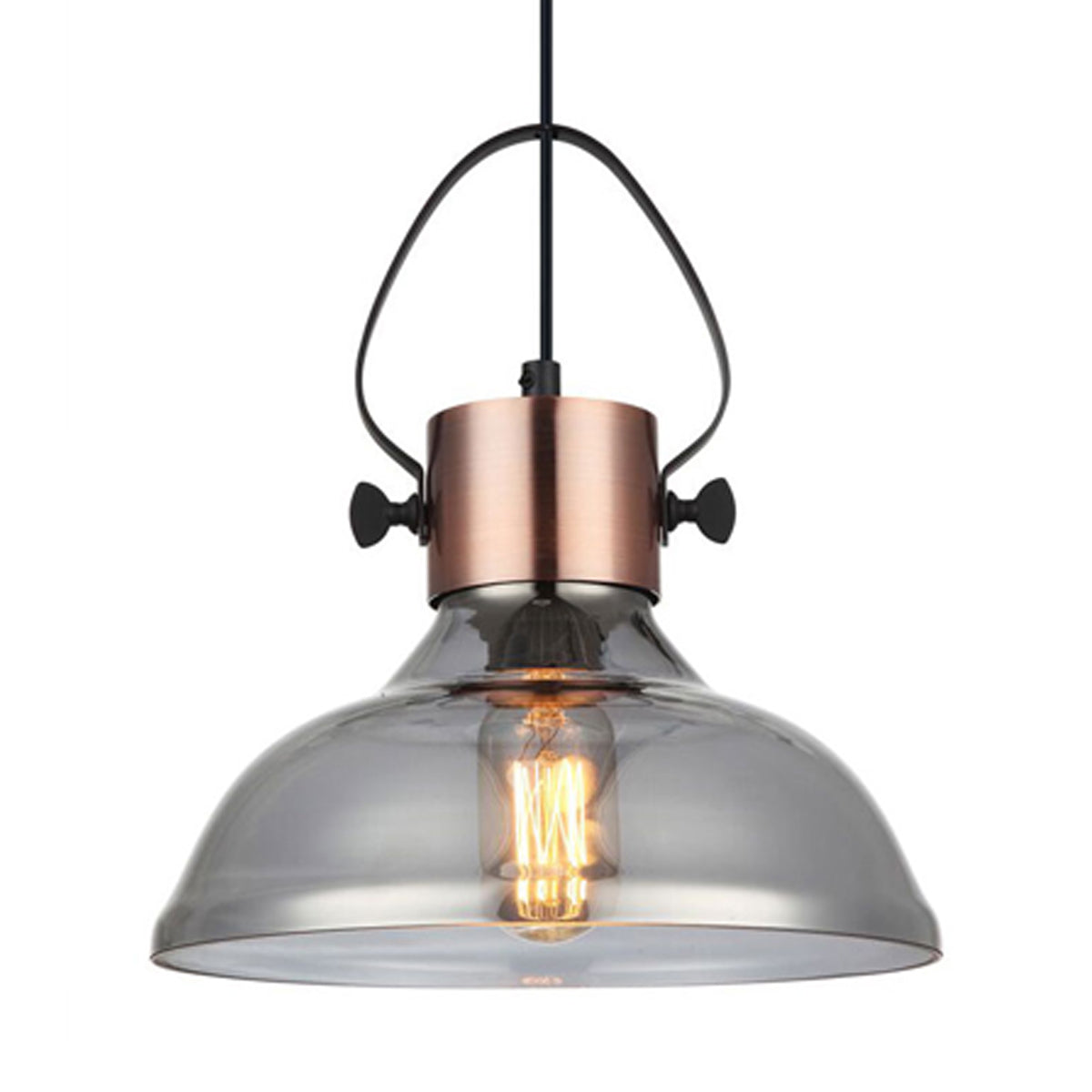 Fumoso Dome Copper and Smoked Glass Pendant Light