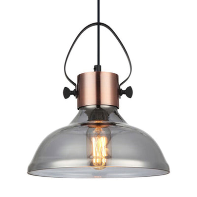 Fumoso Dome Copper and Smoked Glass Pendant Light
