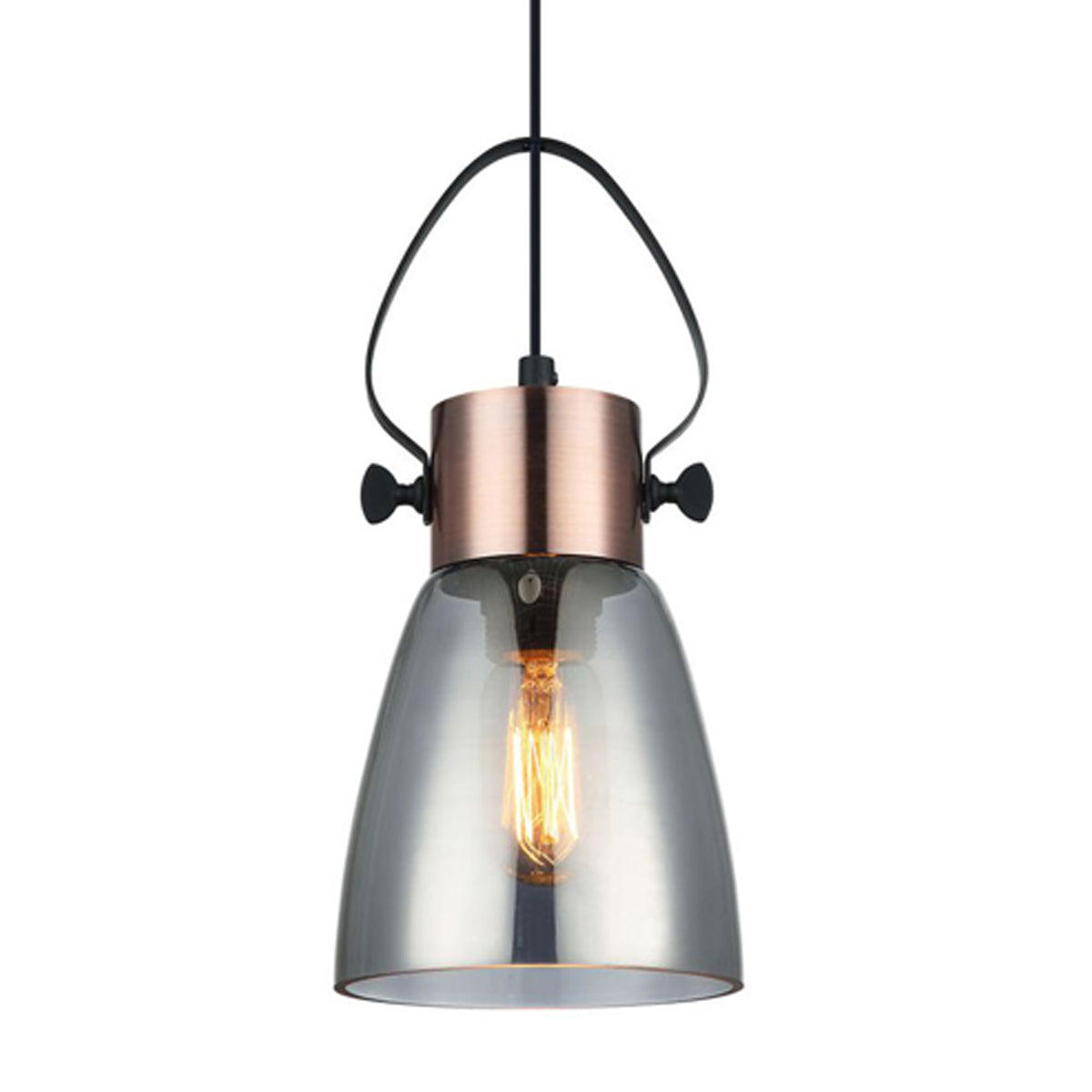 Fumoso Ellipse Copper and Smoked Glass Pendant Light