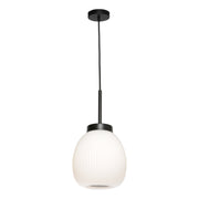 Garman Hanging Pendant Light with Ribbed Opal Matte Glass