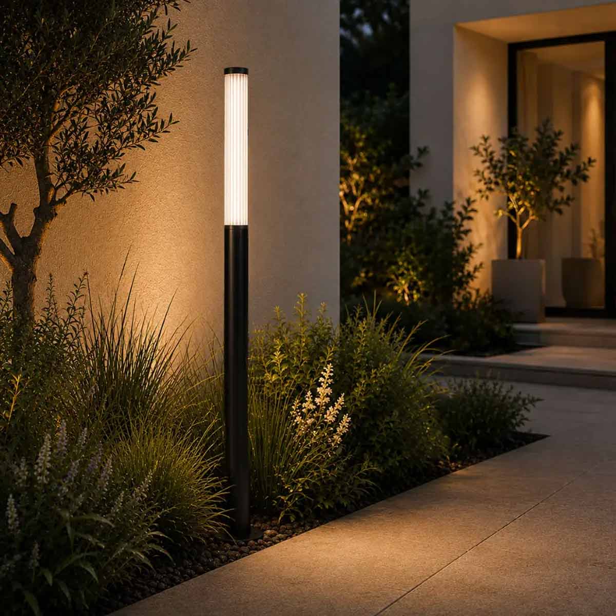 Gevet Ribbed Exterior LED Bollard Light