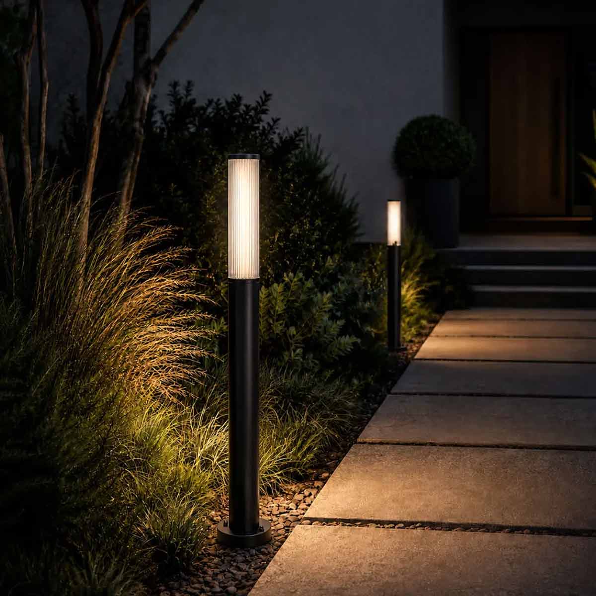 Gevet Ribbed Exterior LED Bollard Light