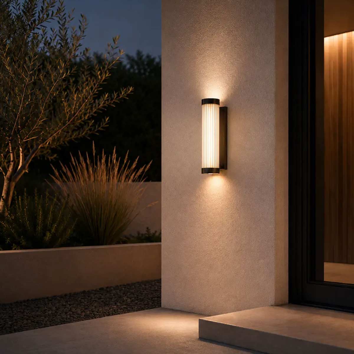 Gevet Ribbed Exterior LED Wall Light