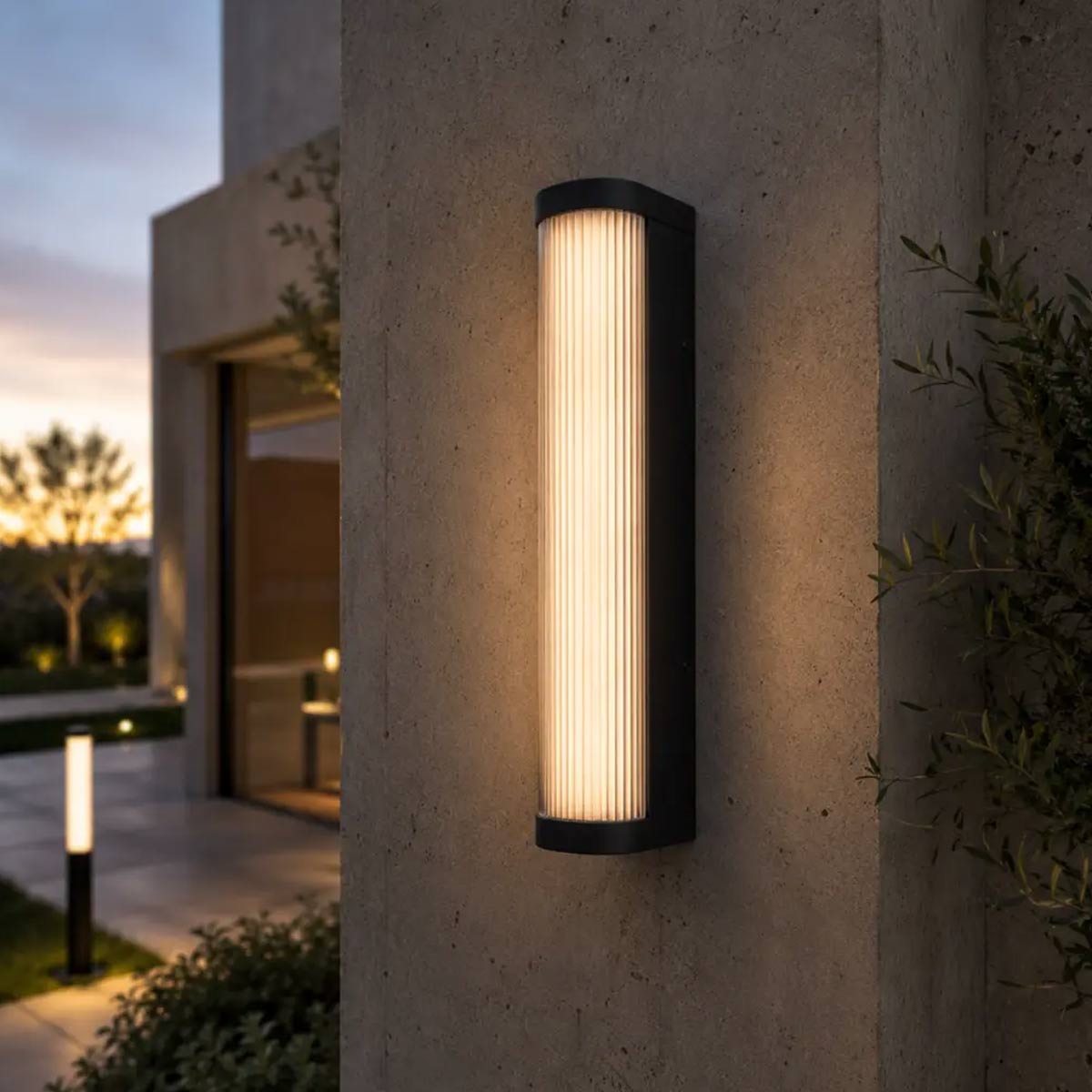 Gevet Ribbed Exterior LED Wall Light