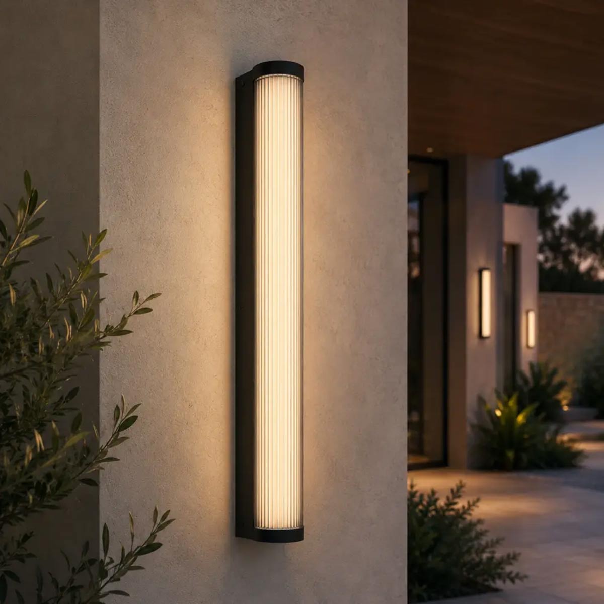 Gevet Ribbed Exterior LED Wall Light