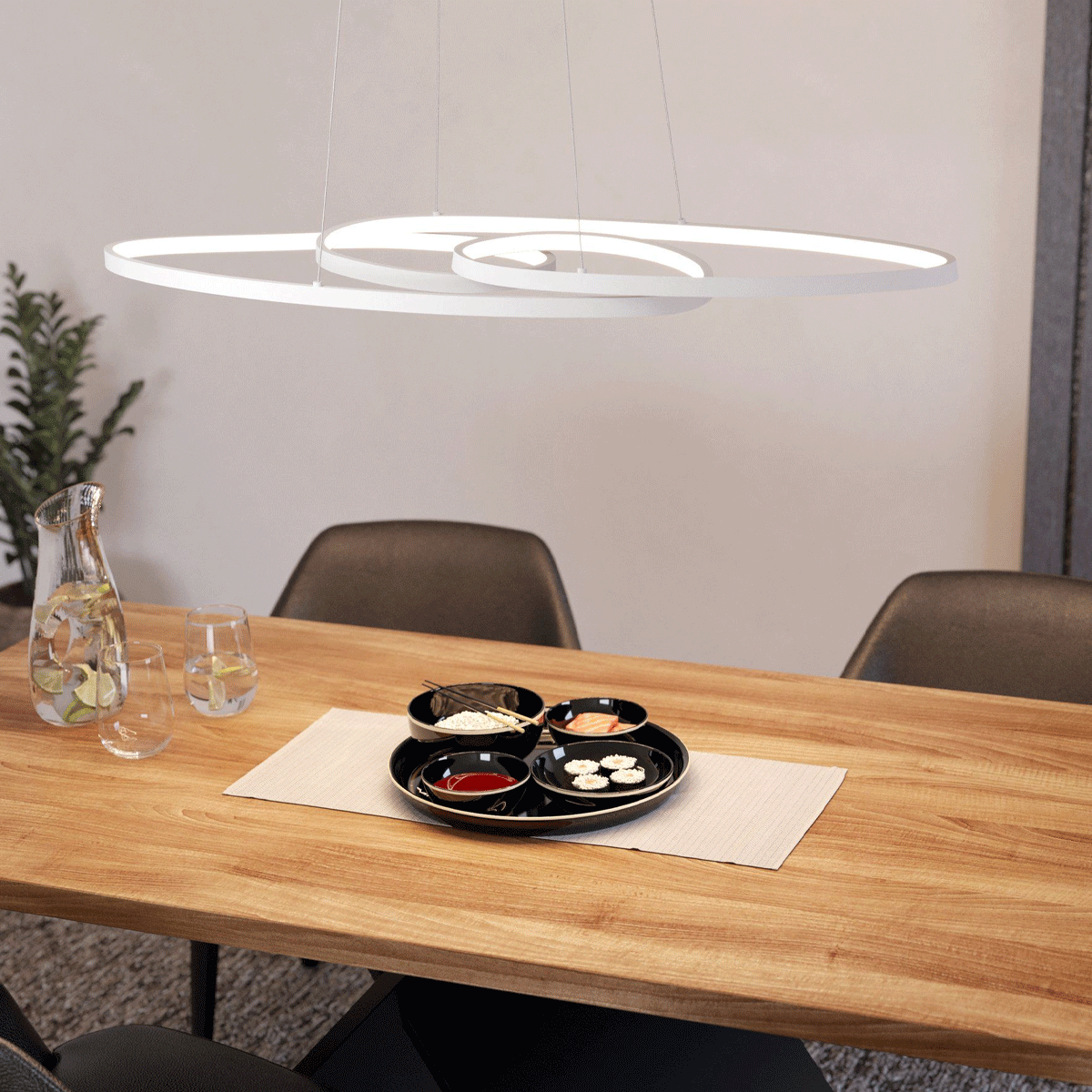 Gianella Swirl-Ring Halo LED Pendant Light