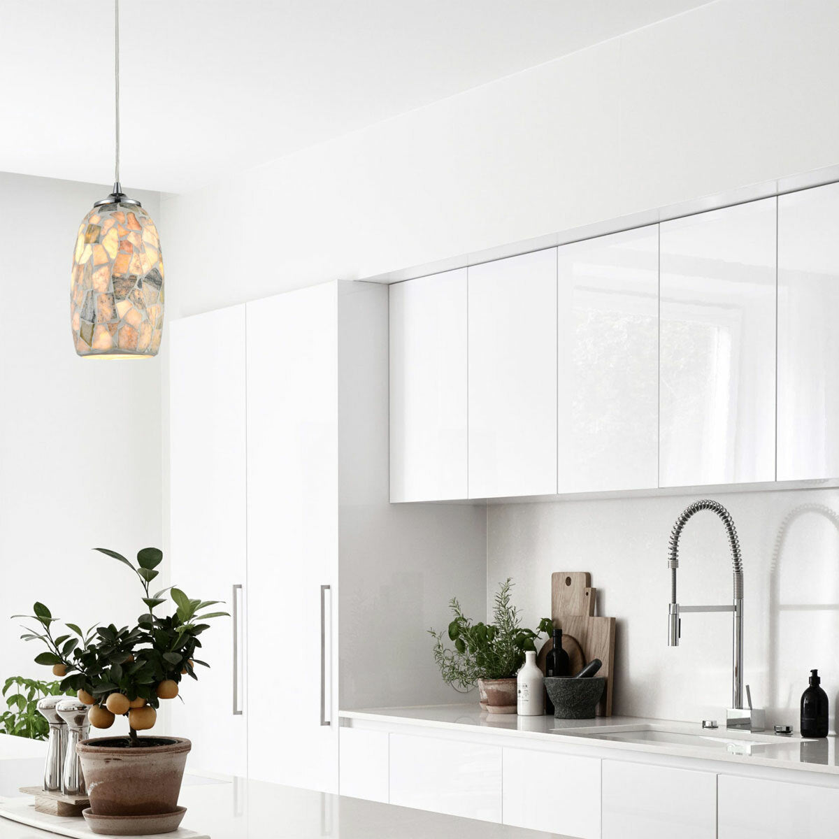 Glaze Stone Mosaic Glass Pendant Light