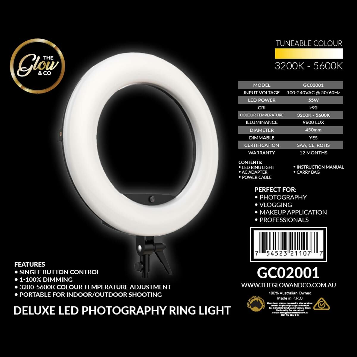 Glow & Co Deluxe Infinity 18" LED Ring Light