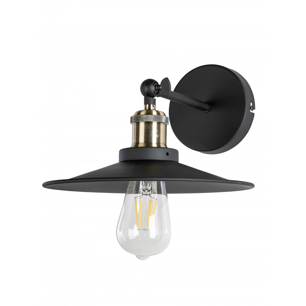 Grace Industrial Black Brass Wall Light