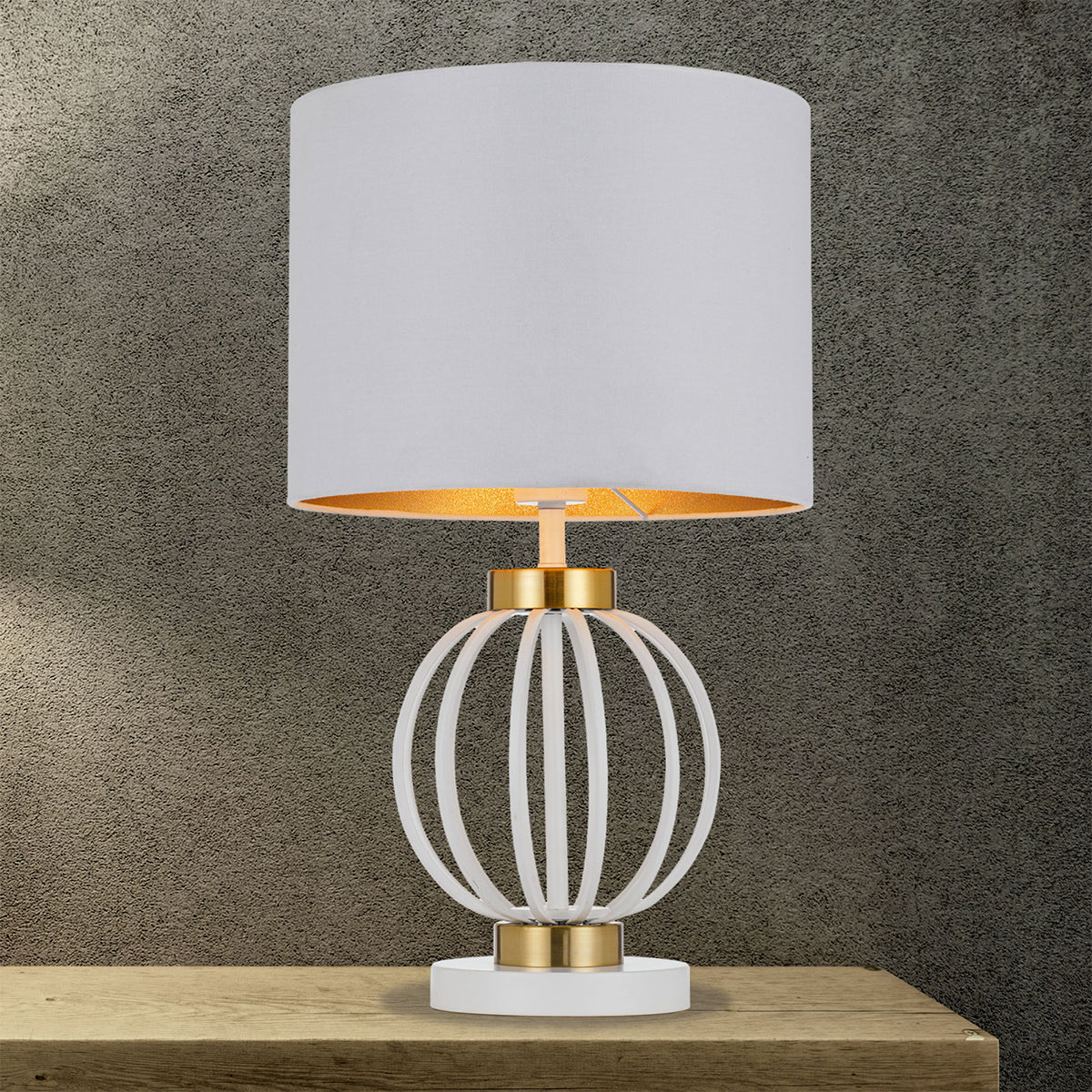 Grada Table Lamp with Metal Cage & Gold Accents