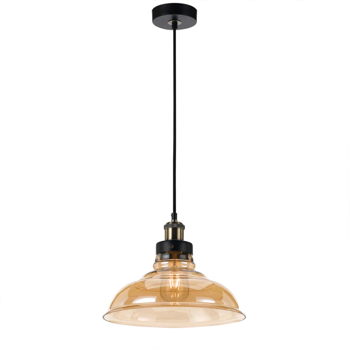 Hertel 30 Pendant Light - Stylish Black & Amber Finish