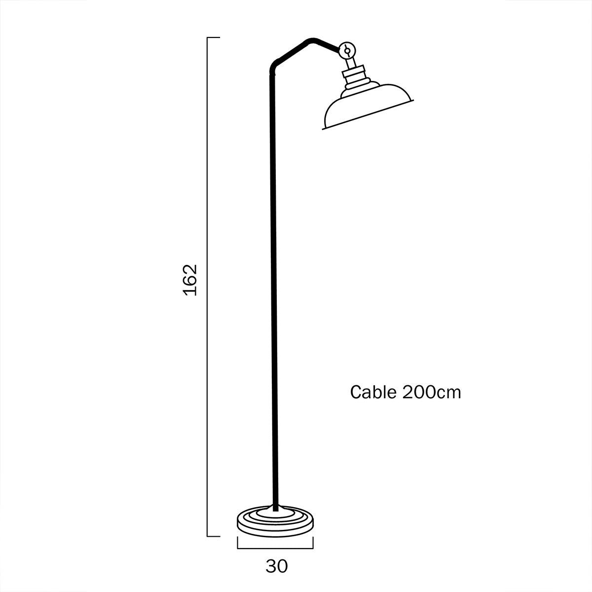 Hertel Adjustable Floor Lamp with E27 Bulb Holder