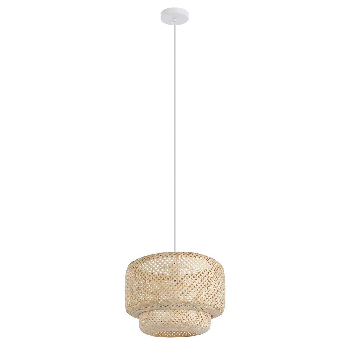 Hettonle Cane Boho Pendant Light with Wicker Shade