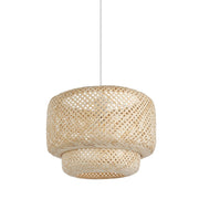 Hettonle Cane Boho Pendant Light with Wicker Shade