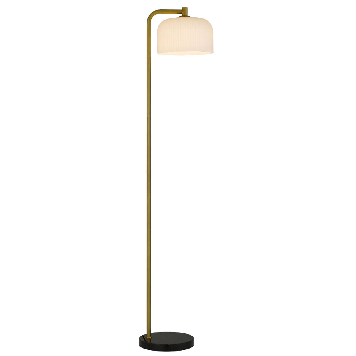 Hoff Ribbed Glass Marble Floor Lamp with Foot Switch