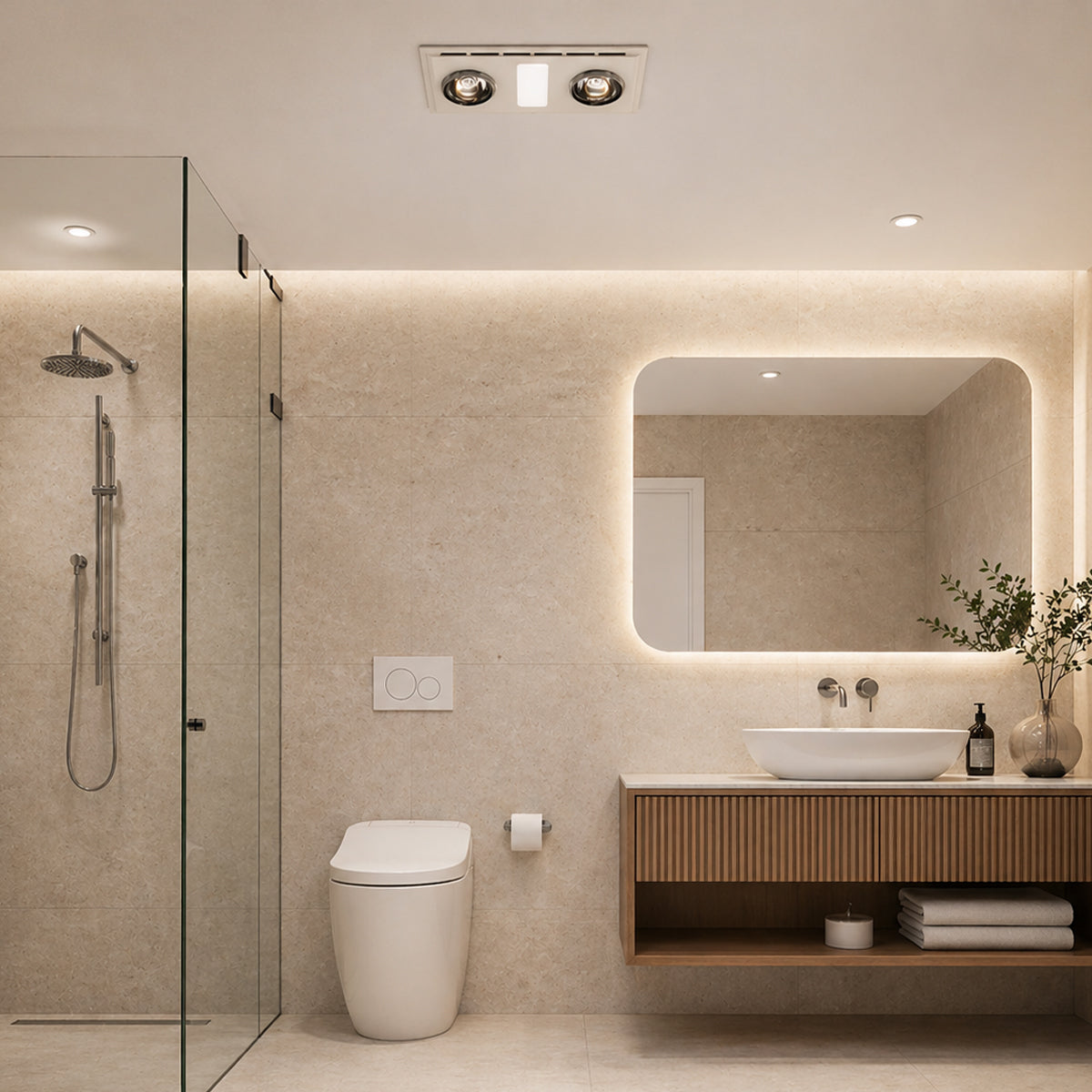 Hurricane 3-in-1 Bathroom Heater Exhaust with Tri-Colour LED