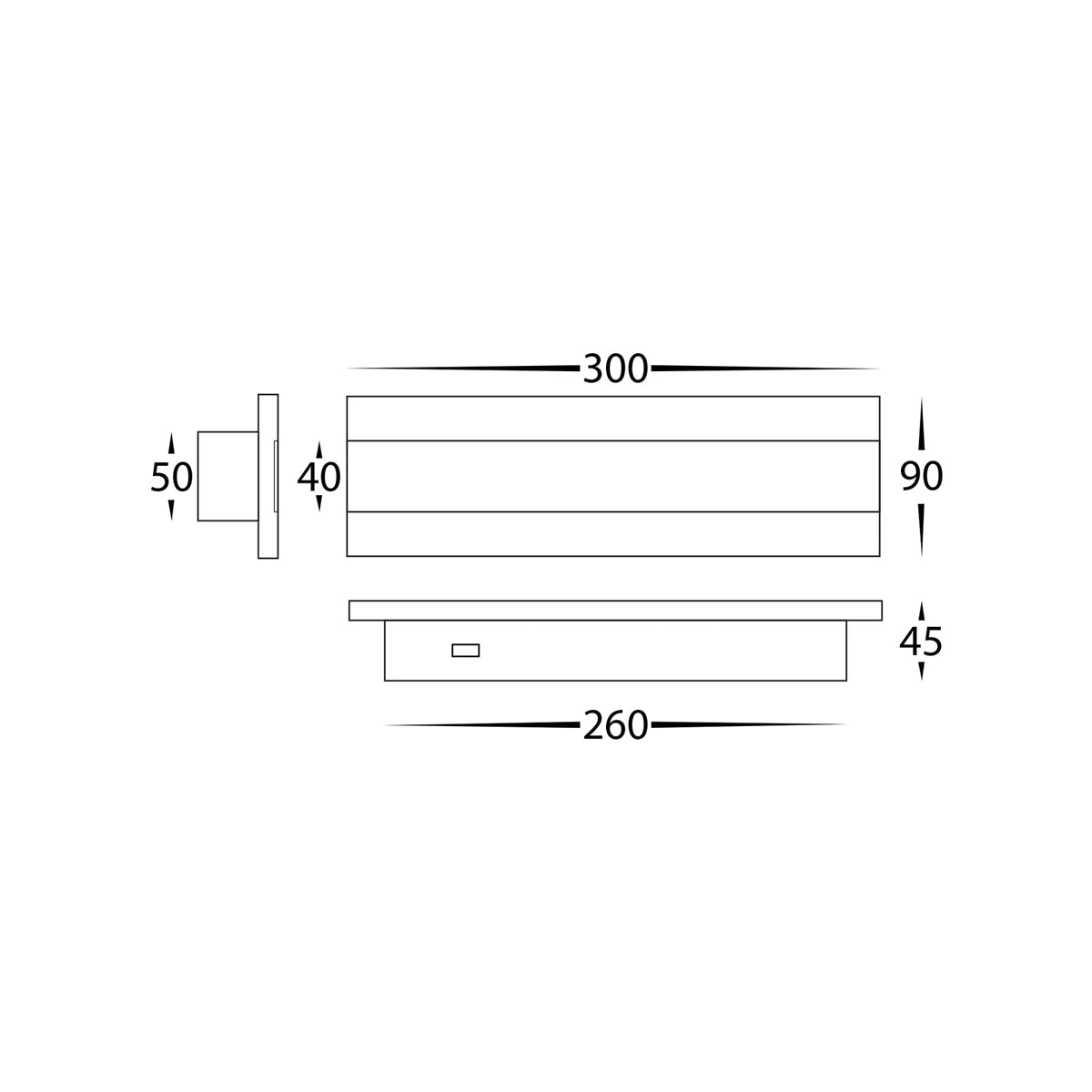 Barline Rectangle LED Wall Light - Aluminium
