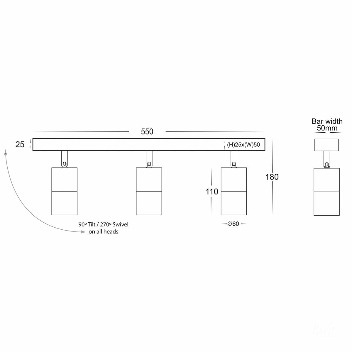Tivah 3 Light Bar LED Spotlight - 15W