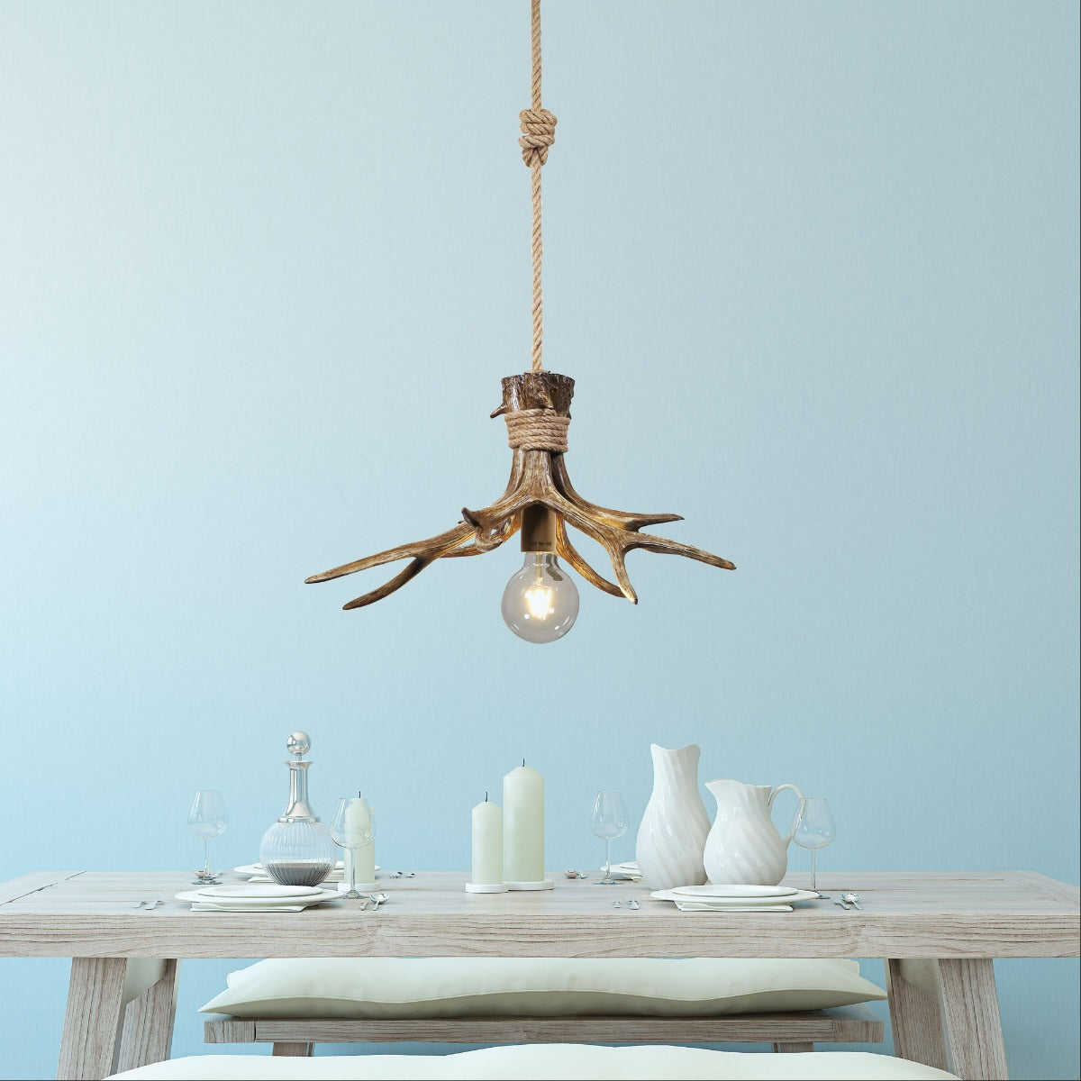 Hyort Wooden Antler Pendant Light with 1 Light