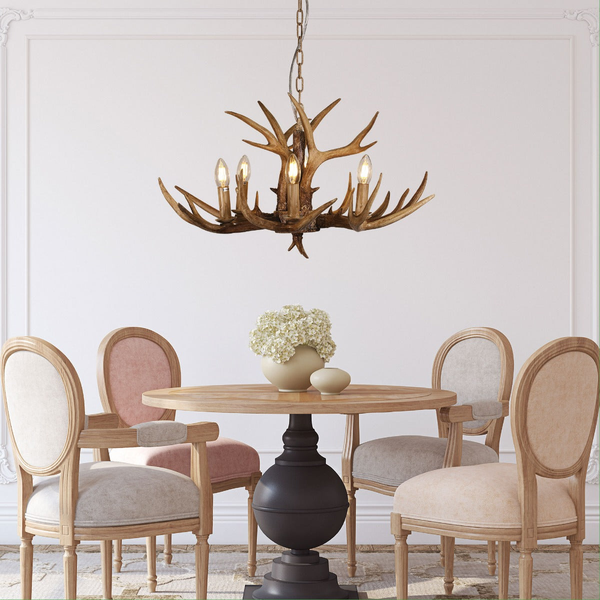 Hyort Wooden Antler Pendant Light with 6 Lights