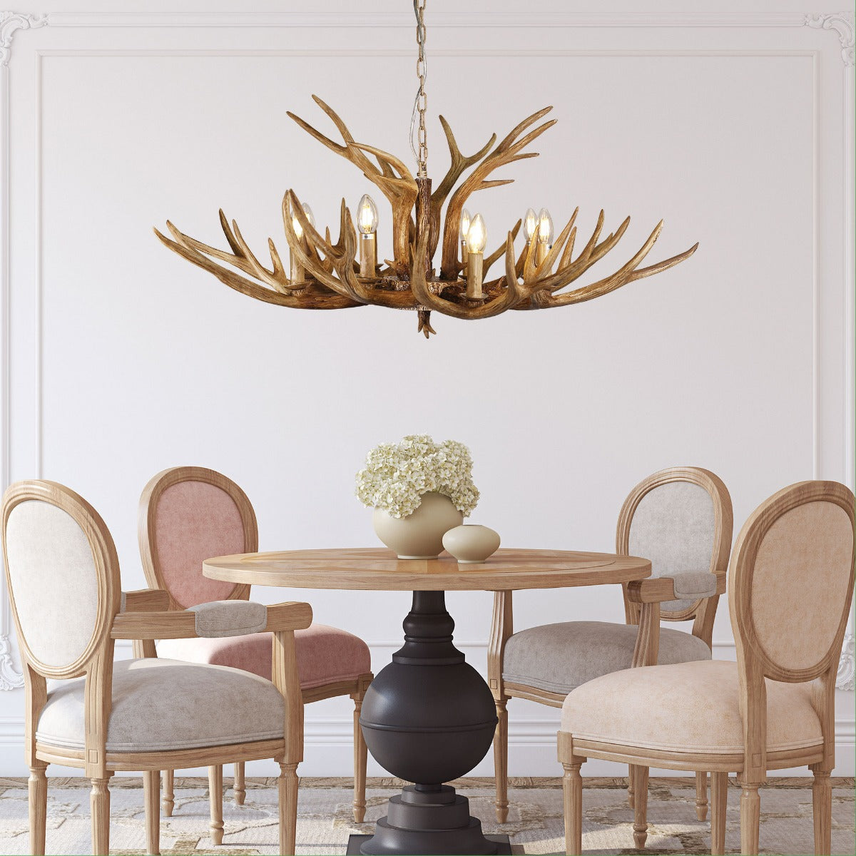 Hyort Wooden Antler Pendant Light with 8 Lights