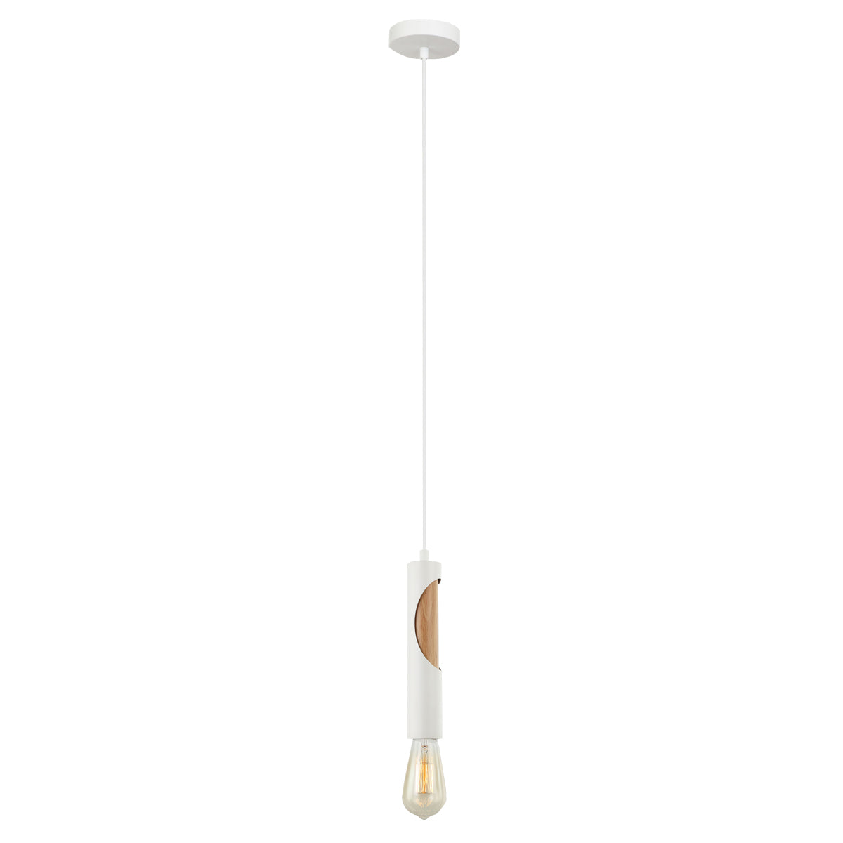 Ida Slim Metal & Blonde Wood Pendant Light