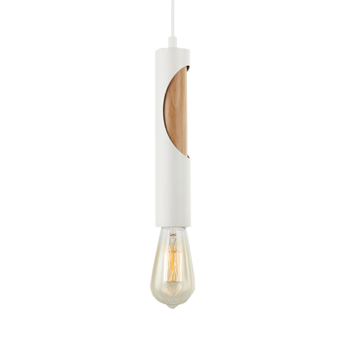 Ida Slim Metal & Blonde Wood Pendant Light