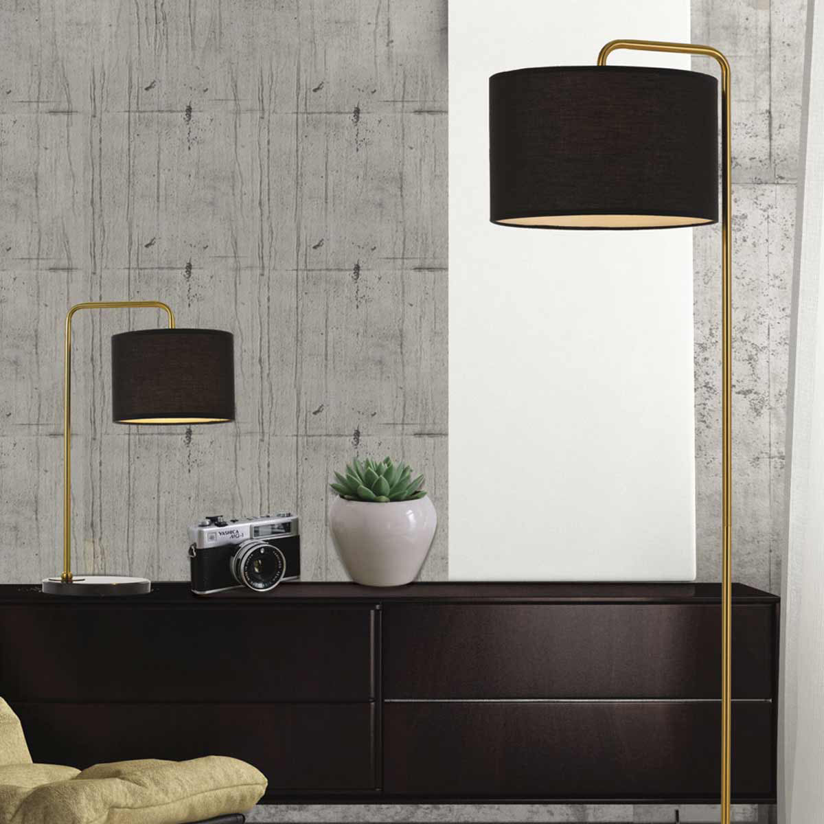 Ingrid Marble Floor Lamp with Fabric Shade