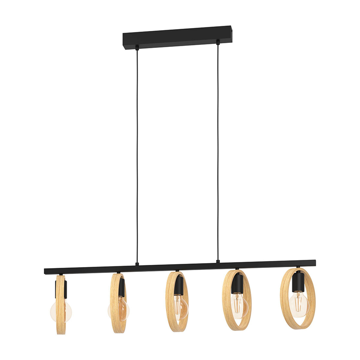 Ipsden 5 Light Circle Pendant with Timber Accents
