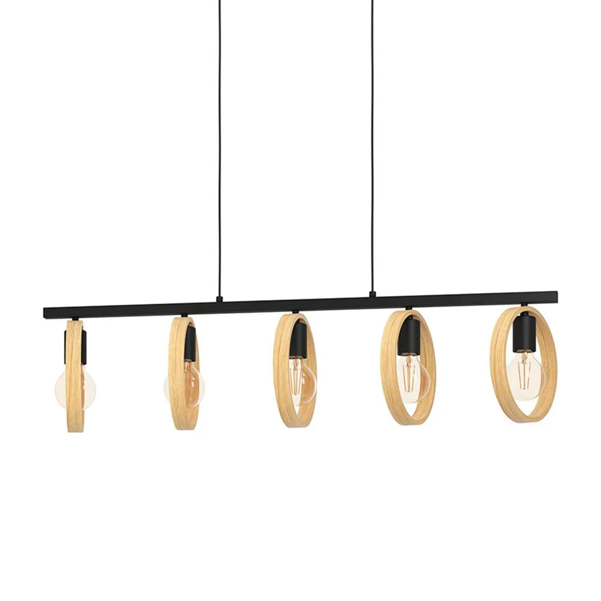 Ipsden 5 Light Circle Pendant with Timber Accents
