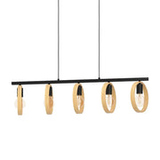 Ipsden 5 Light Circle Pendant with Timber Accents