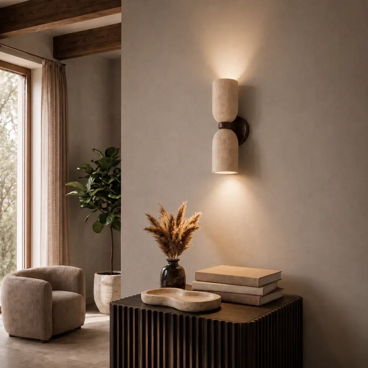 Kario Travertine Up & Down Wall Light