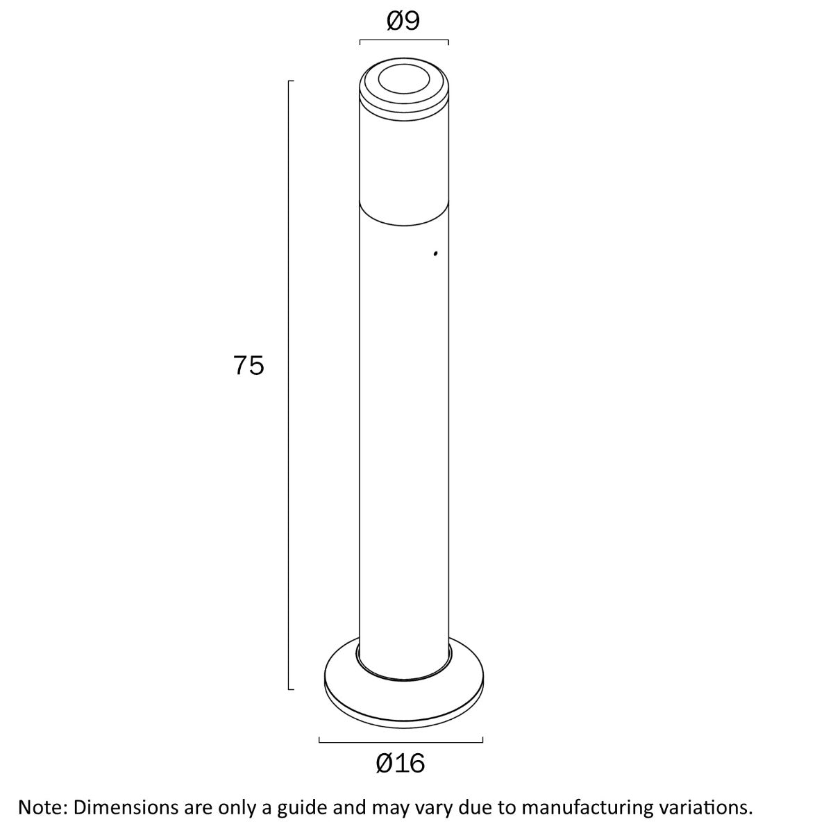 Kenra E27 Black Bollard for Pathways and Gardens